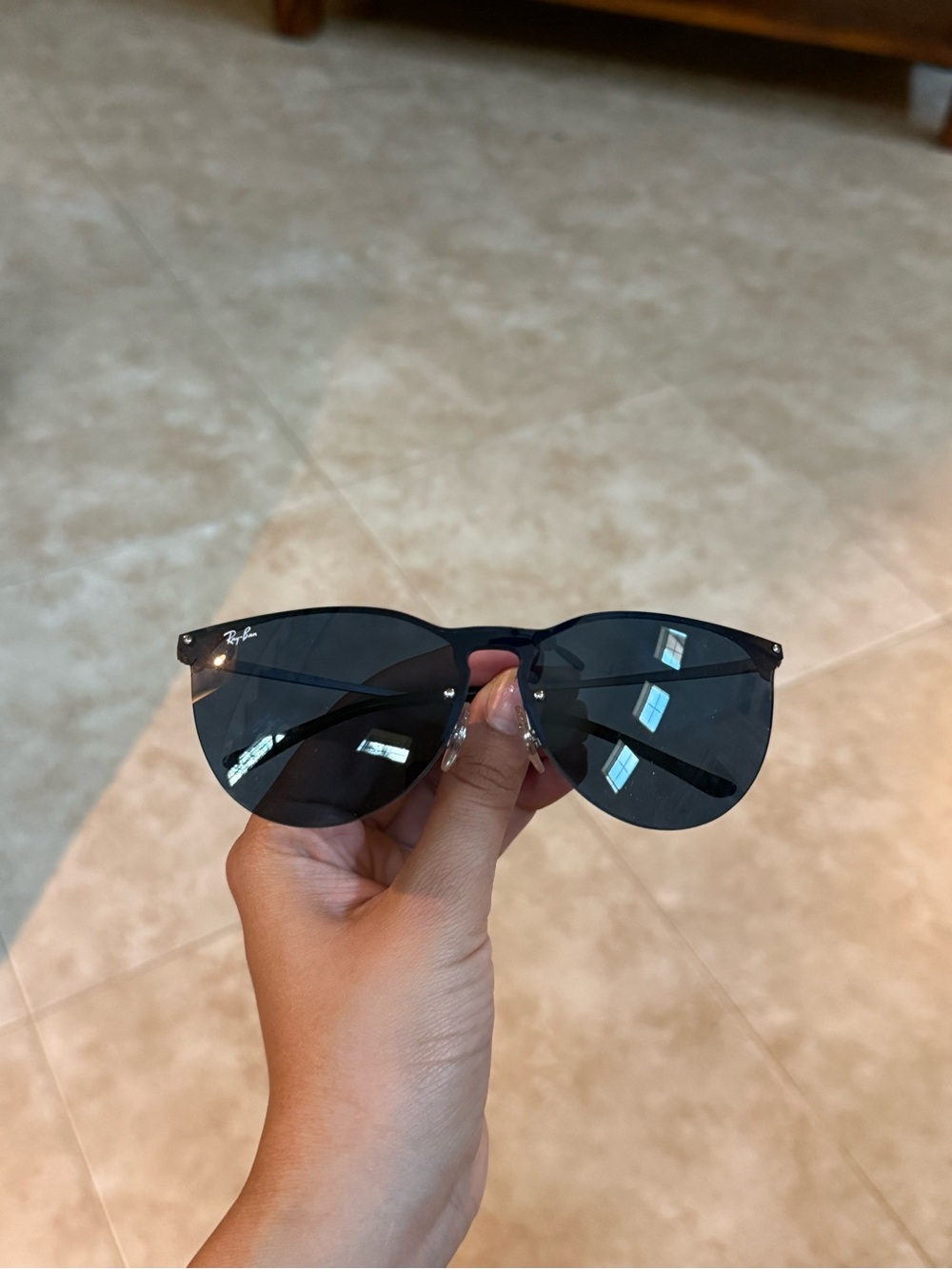Ray-Ban Black Rimless Aviator-Style Sunglasses for Women